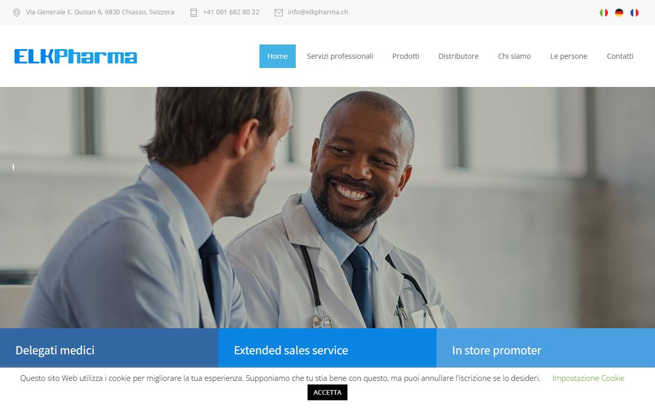 Anteprima del sito: ELK pharma Sagl