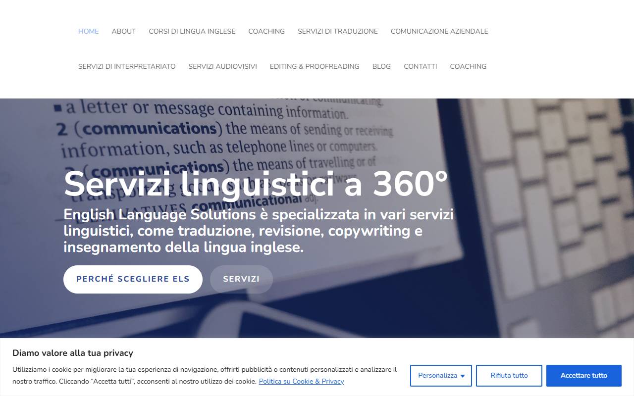 Anteprima del sito: English Language Solutions, Christopher Farley