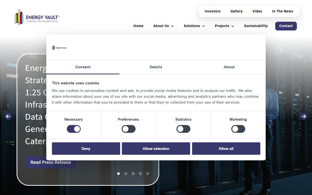 Anteprima del sito: Energy Vault SA