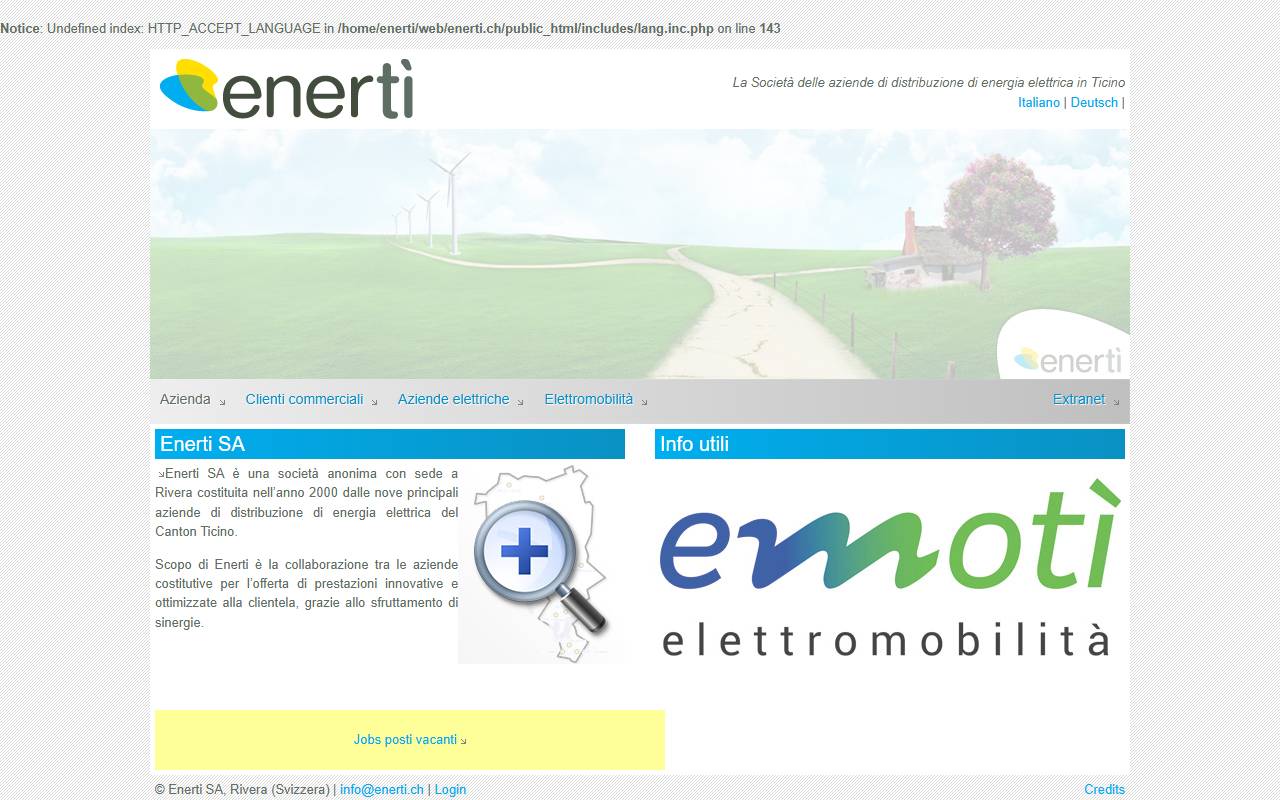 Anteprima del sito: Enertì SA