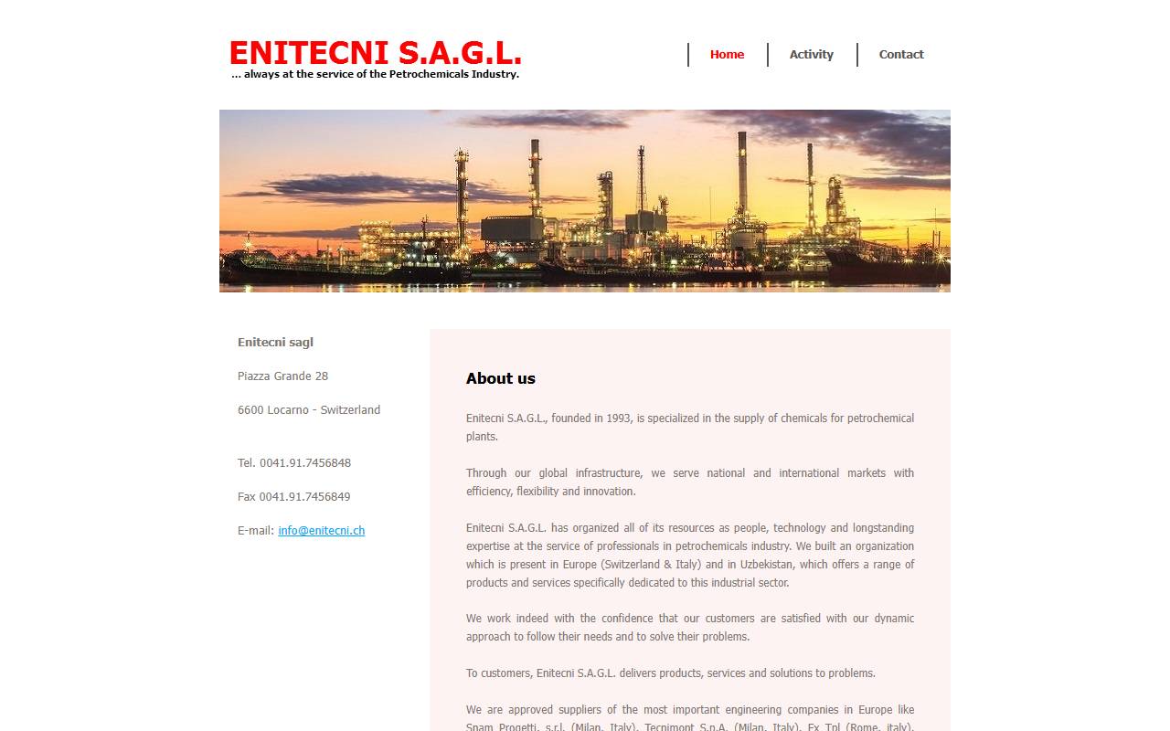 Anteprima del sito: Enitecni Sagl