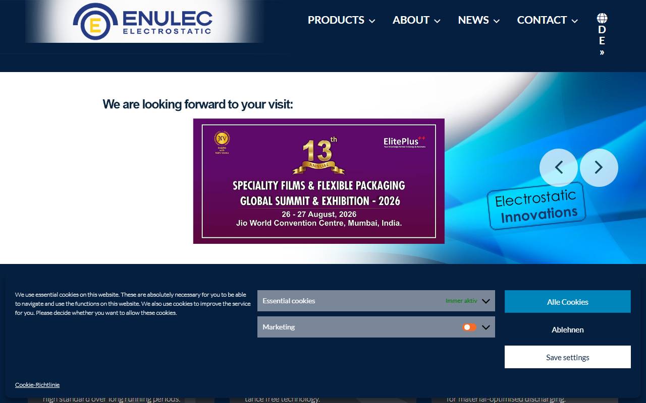 Anteprima del sito: ENULEC ELECTROSTATIC Sagl