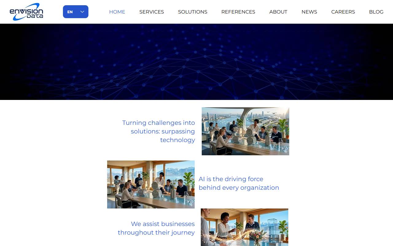 Anteprima del sito: Envision Data Sagl