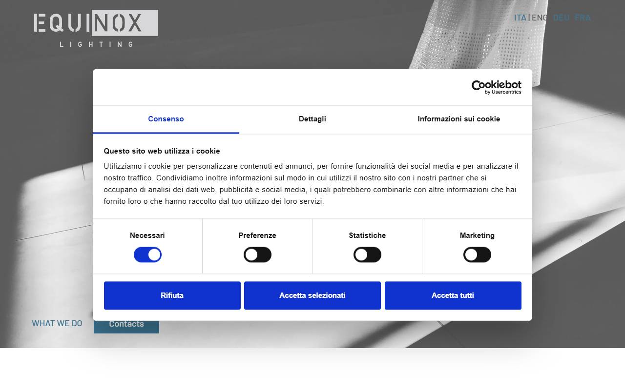 Anteprima del sito: Equinox Lighting SA