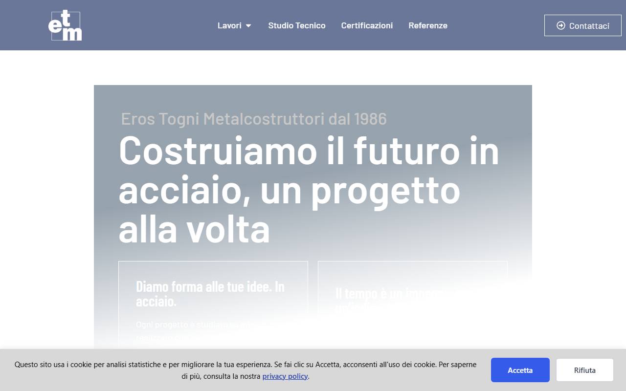 Anteprima del sito: EROS TOGNI METALCOSTRUZIONI SA