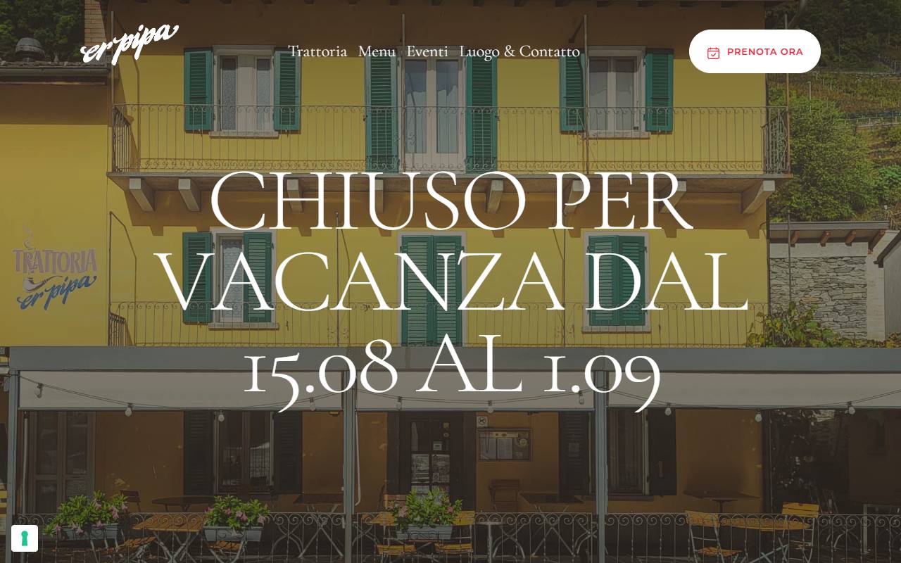 Anteprima del sito: Trattoria Er Pipa Sagl
