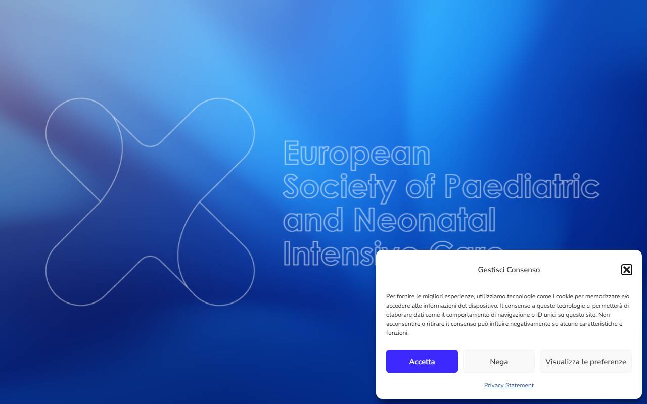 Anteprima del sito: European Society of Paediatric and Neonatal Intensive Care ESPNIC