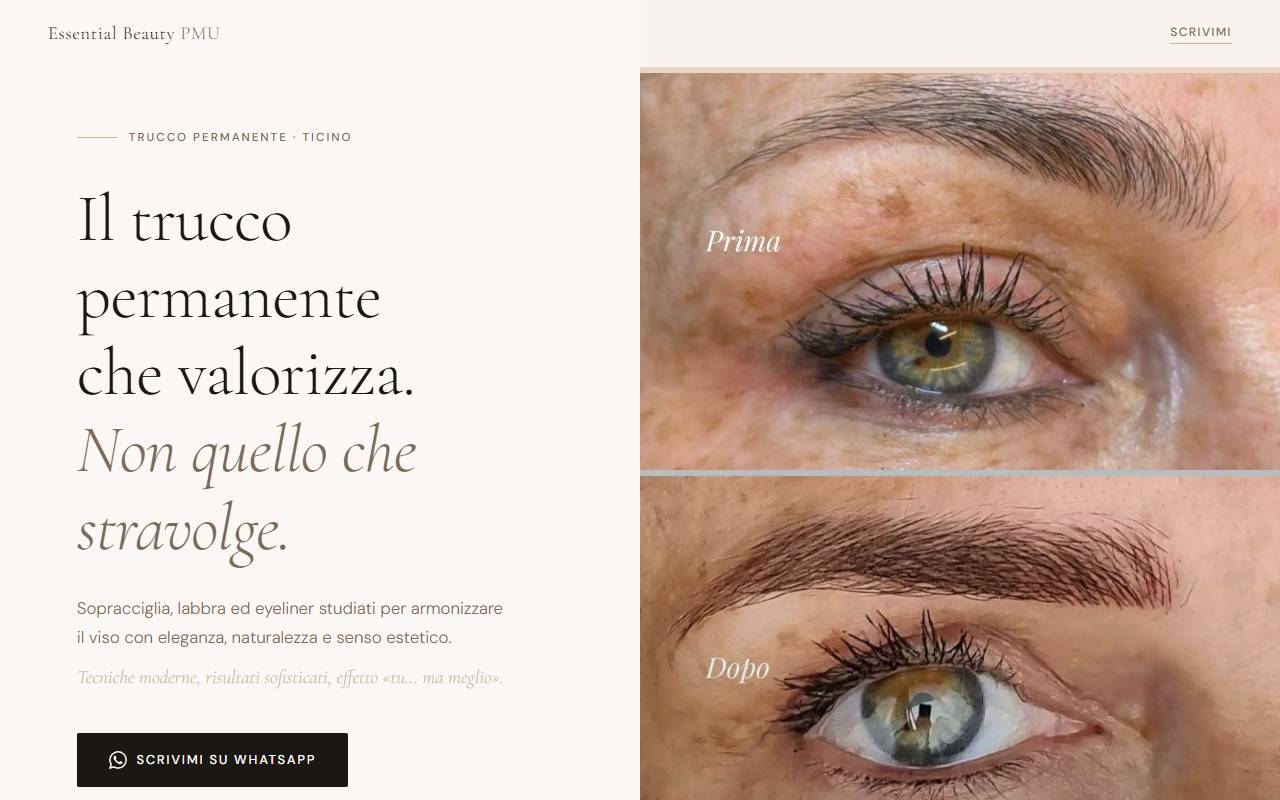 Anteprima del sito: Essential Beauty&PMU Sagl