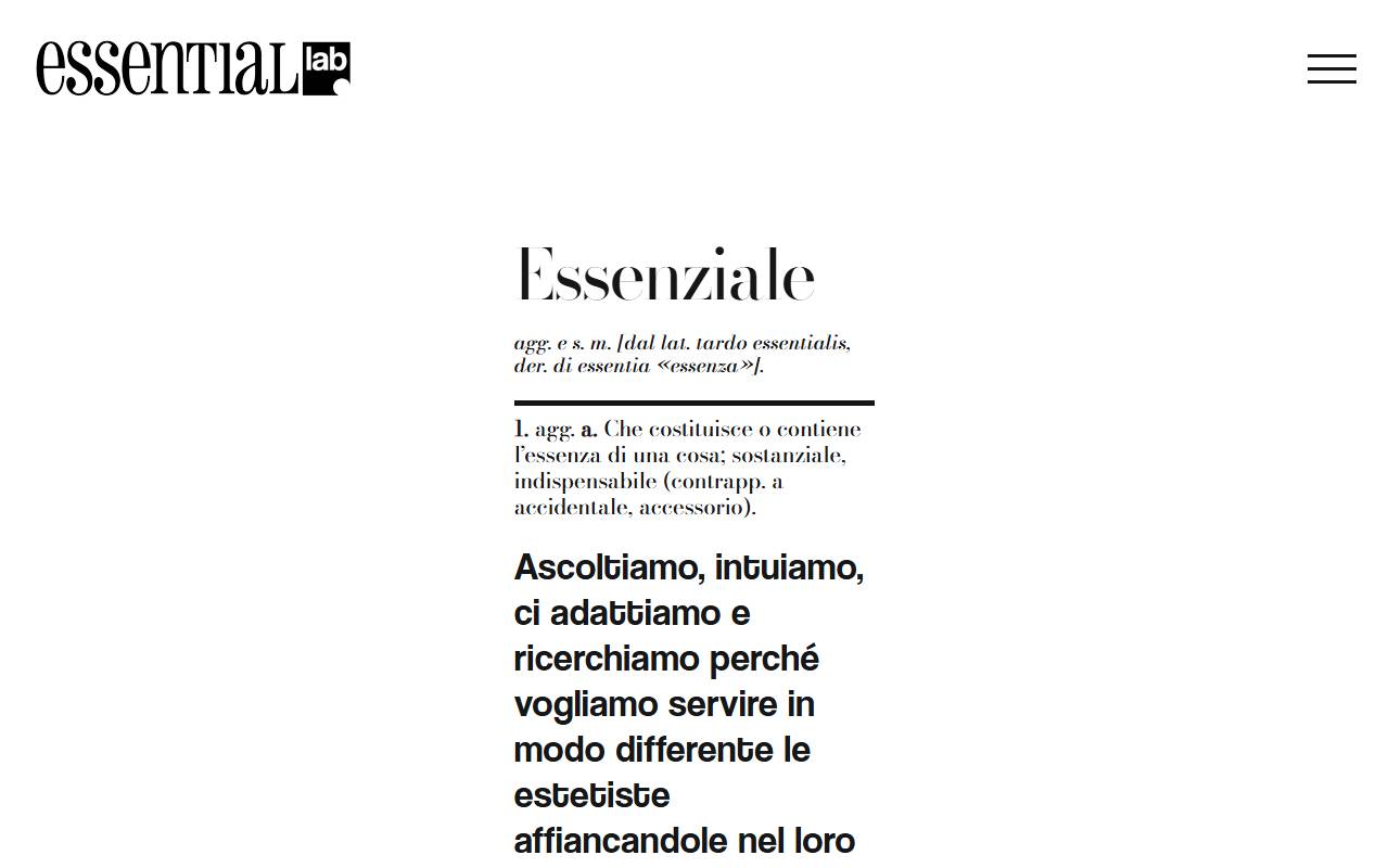 Anteprima del sito: Essential Lab Sagl
