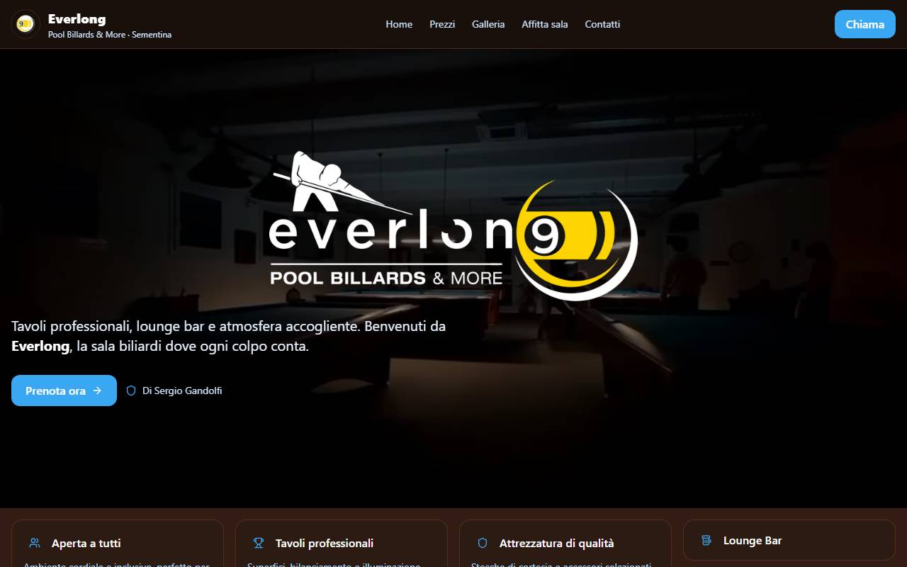 Anteprima del sito: Everlong Pool Billards & More di Sergio Gandolfi
