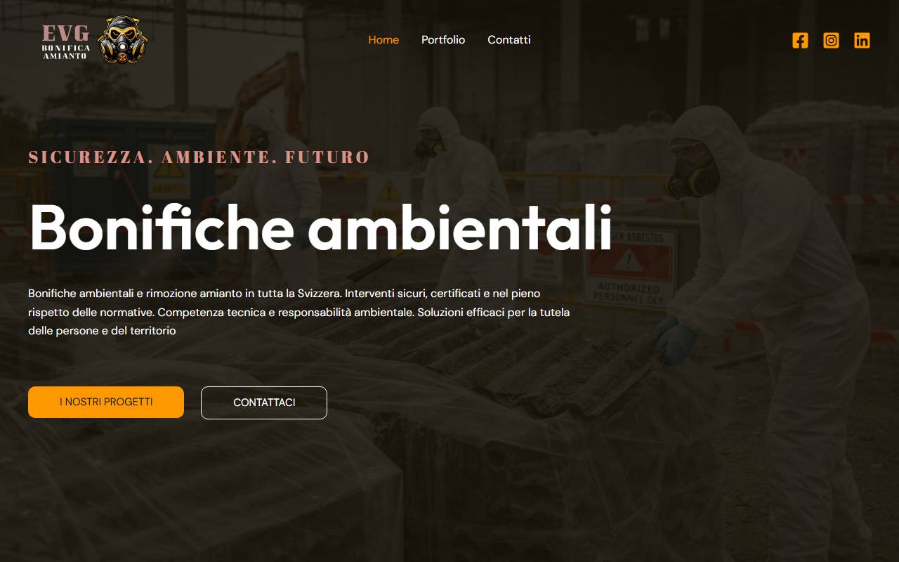 Anteprima del sito: EVG Bonifica Amianto Sagl