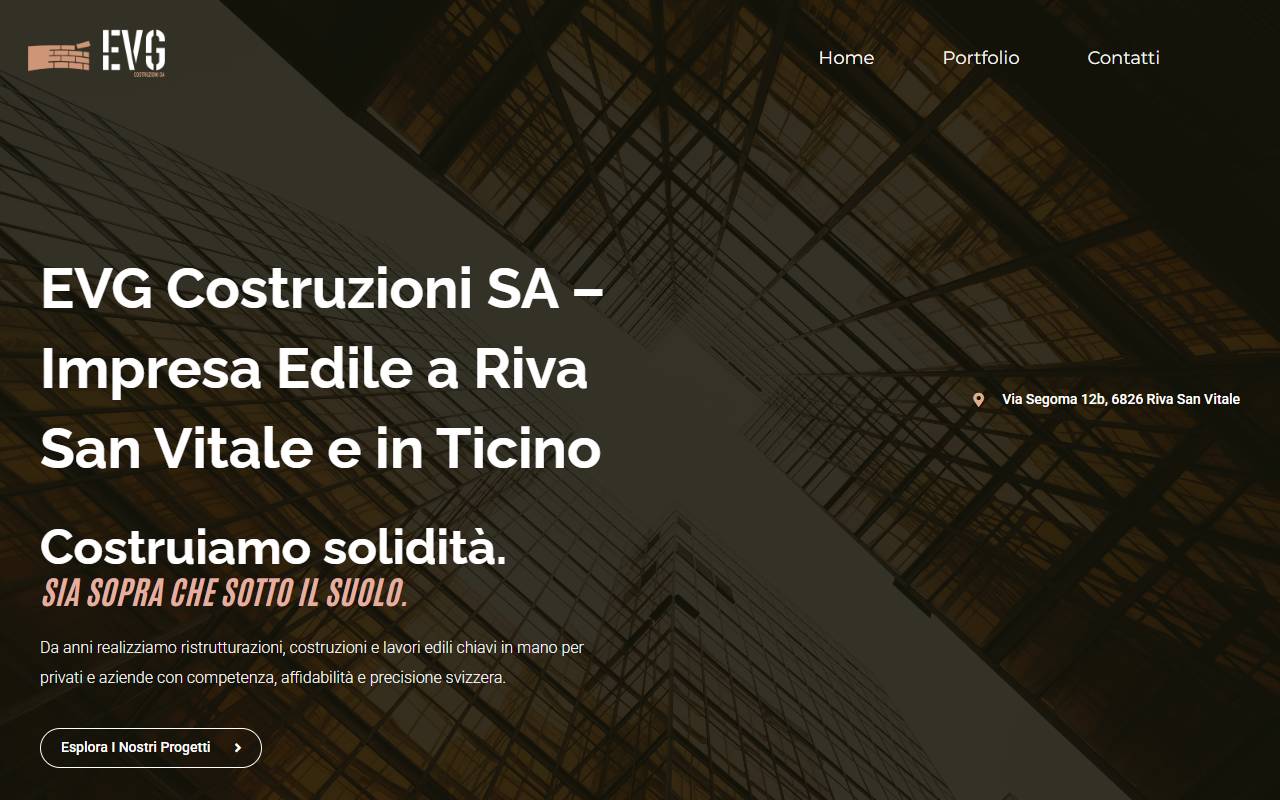 Anteprima del sito: EVG Costruzioni SA