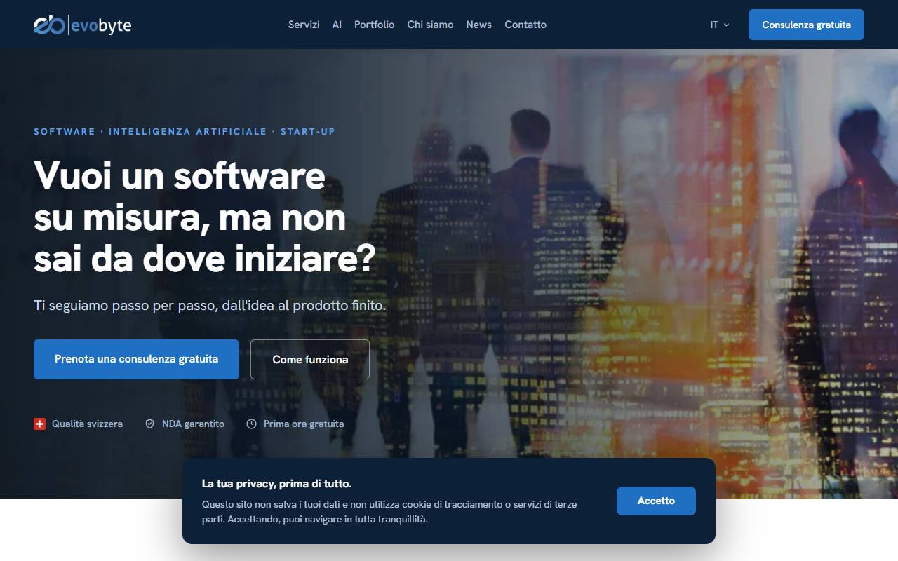 Anteprima del sito: EVOBYTE Sagl