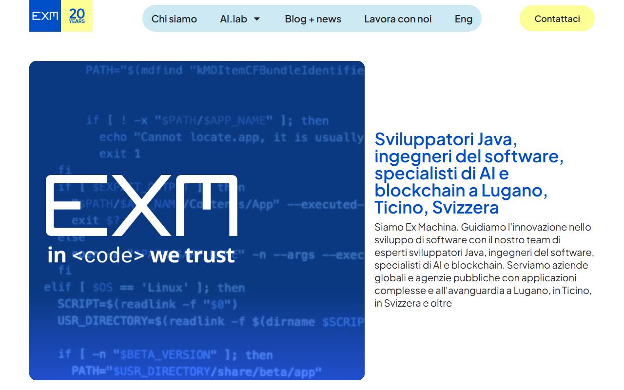 Anteprima del sito: EX MACHINA Sagl