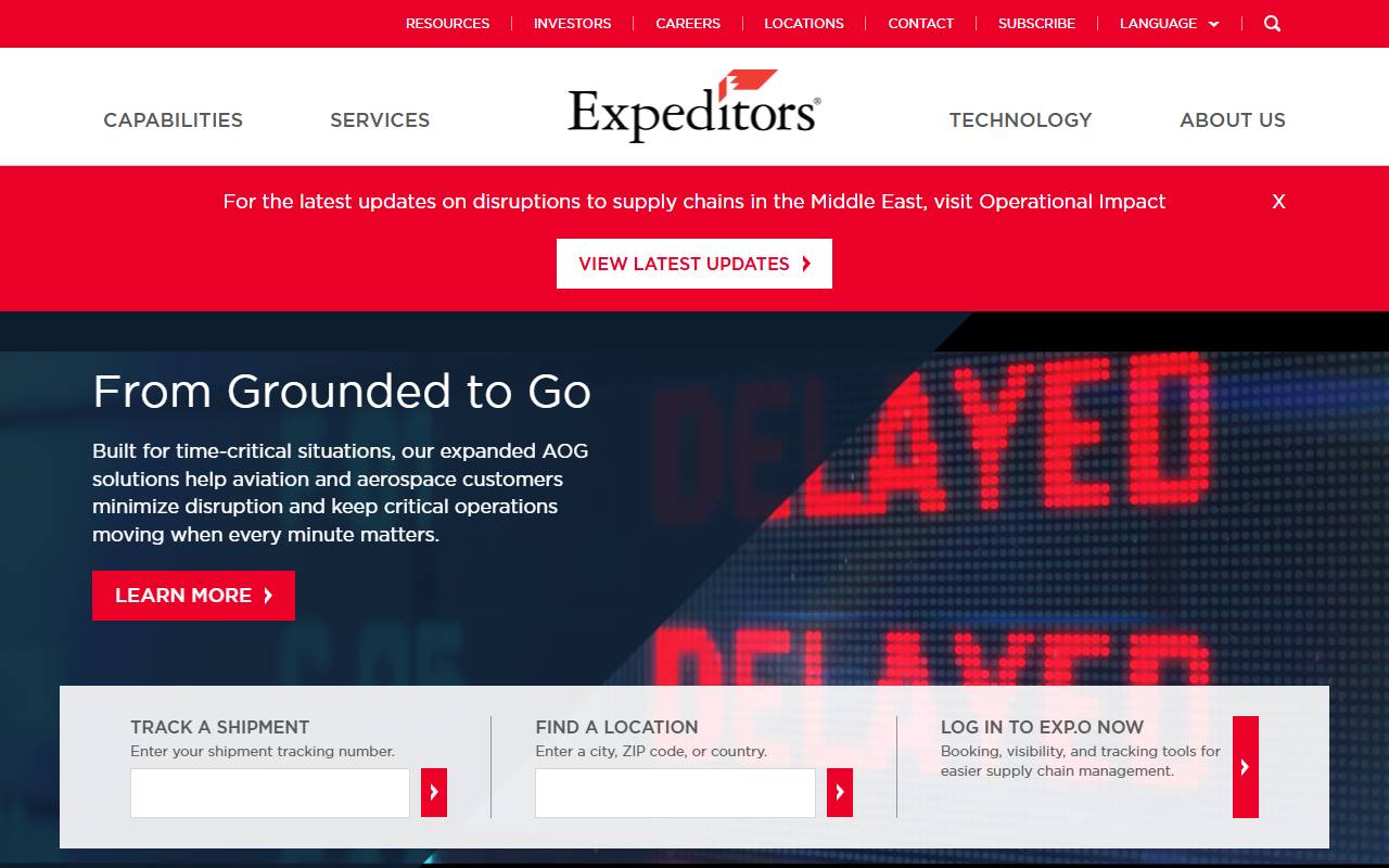 Anteprima del sito: Expeditors International E.I. (Switzerland) Sagl