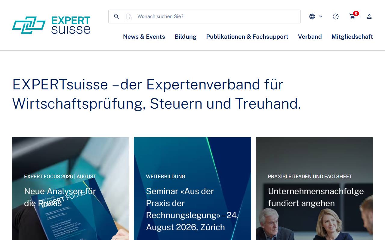 Anteprima del sito: EXPERTsuisse - Associazione svizzera degli esperti in revisione contabile, fiscalità e consulenza fiduciaria, Sezione della Svizzera italiana
