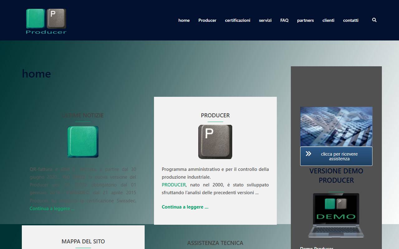 Anteprima del sito: PRODUCER di Marco Falconetti Sagl