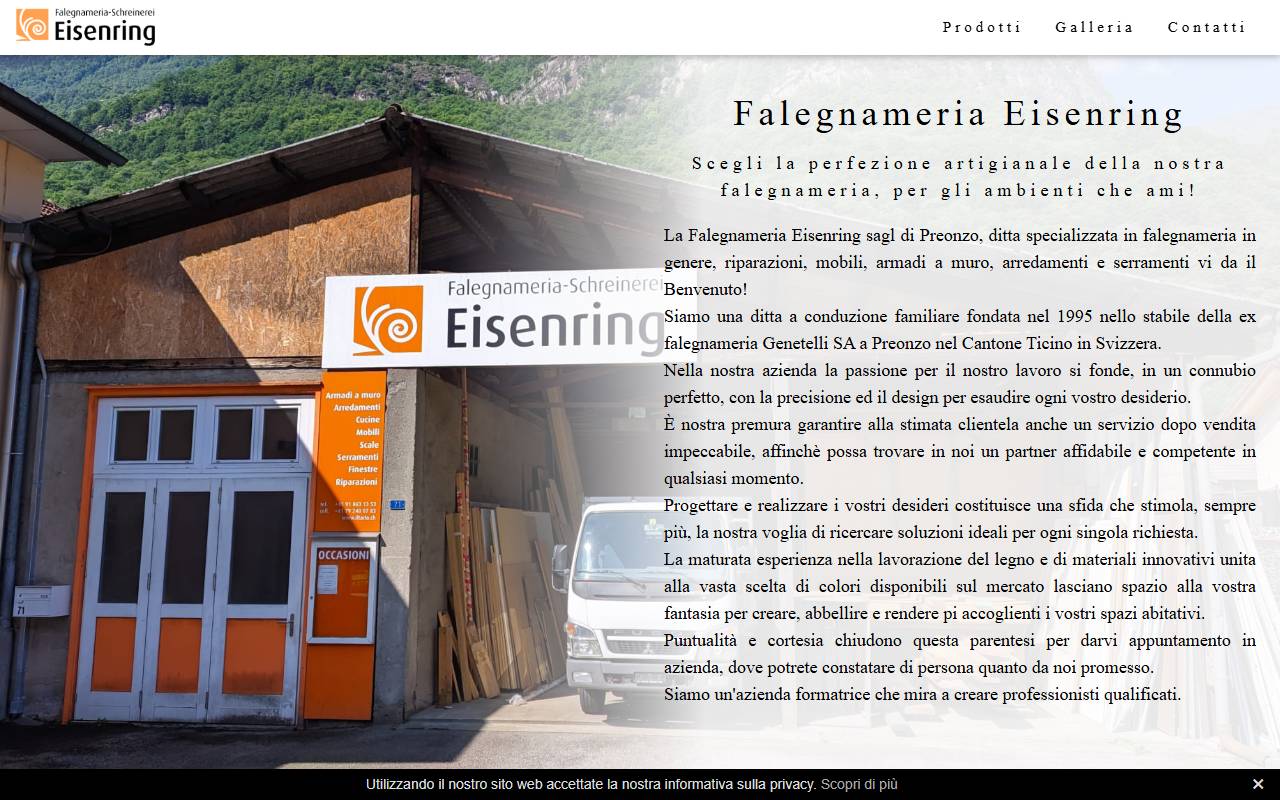 Anteprima del sito: Falegnameria Eisenring Sagl