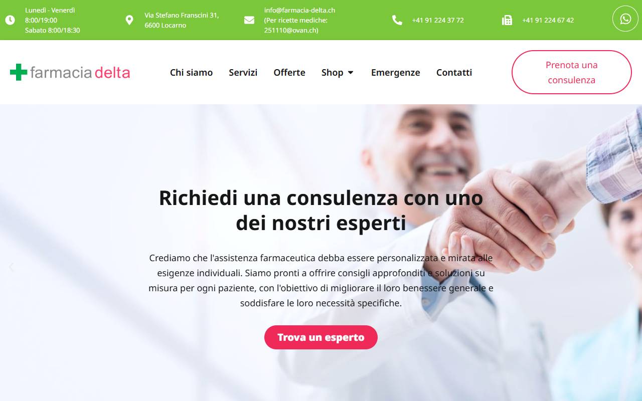 Anteprima del sito: Farmacia Delta SA