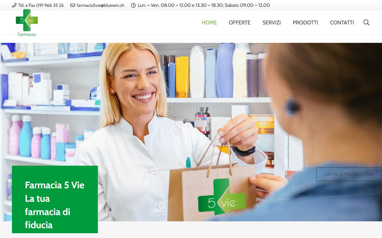 Anteprima del sito: Farmacia 5 Vie di Tina Di Giuseppe Urbani