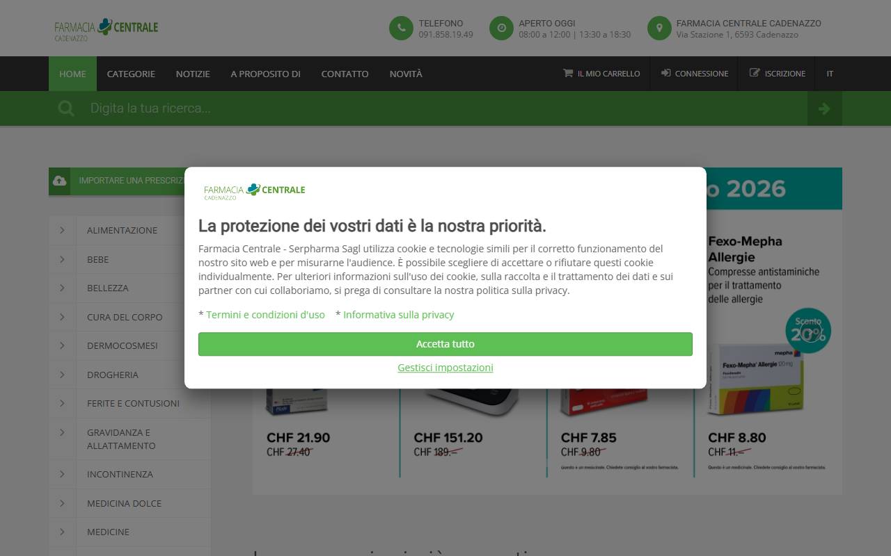 Anteprima del sito: Serpharma Sagl