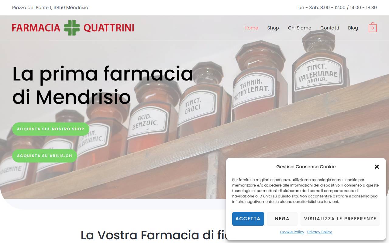 Anteprima del sito: Farmacia Quattrini SA
