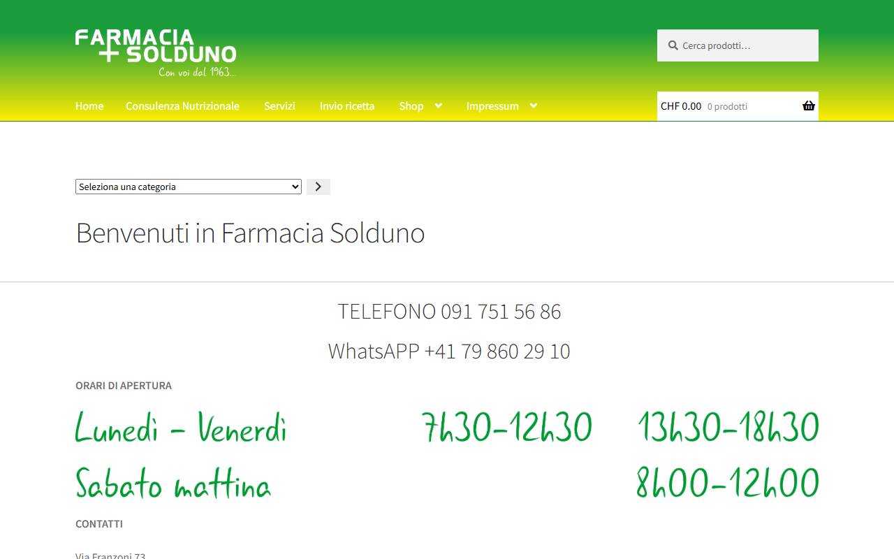 Anteprima del sito: Farmacia Solduno SA