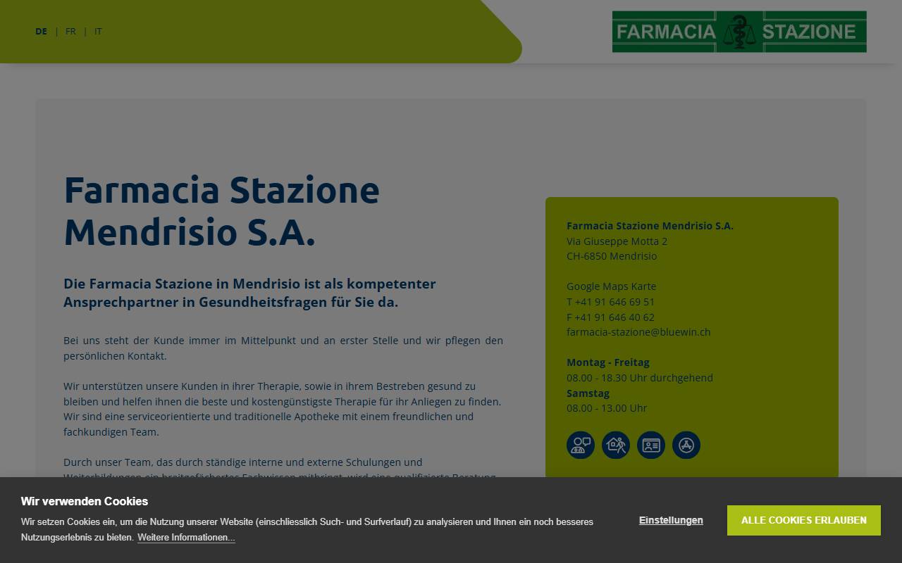Anteprima del sito: Farmacia Stazione Mendrisio SA