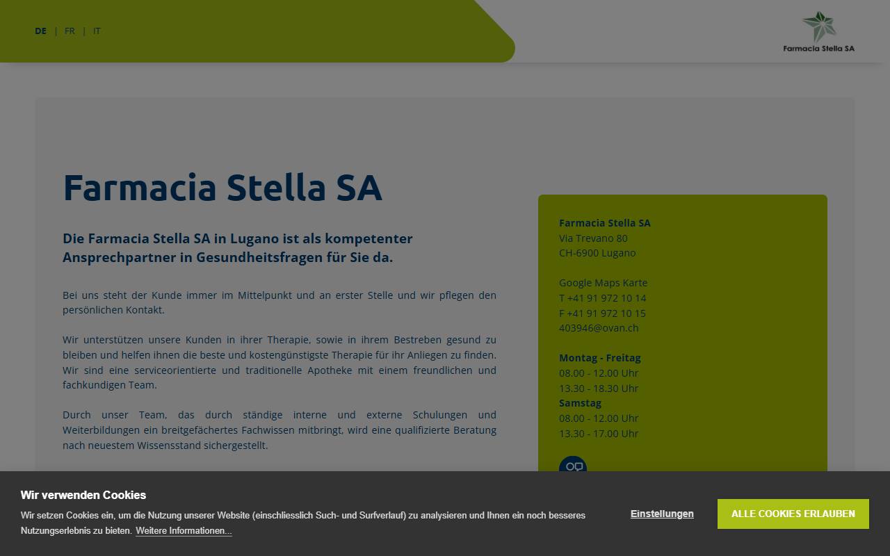 Anteprima del sito: Farmacia Stella SA