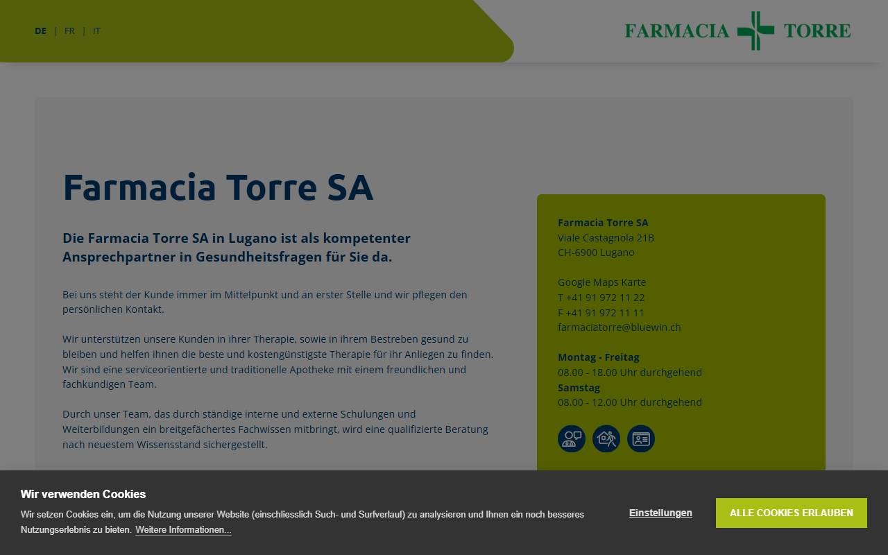 Anteprima del sito: Farmacia Torre SA