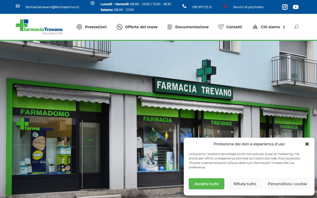 Anteprima del sito: Farmadomo Home Care Provider SA - Farmacia Trevano