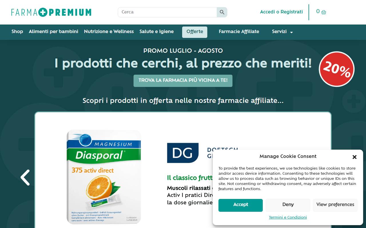 Anteprima del sito: Farma + Premium Sagl