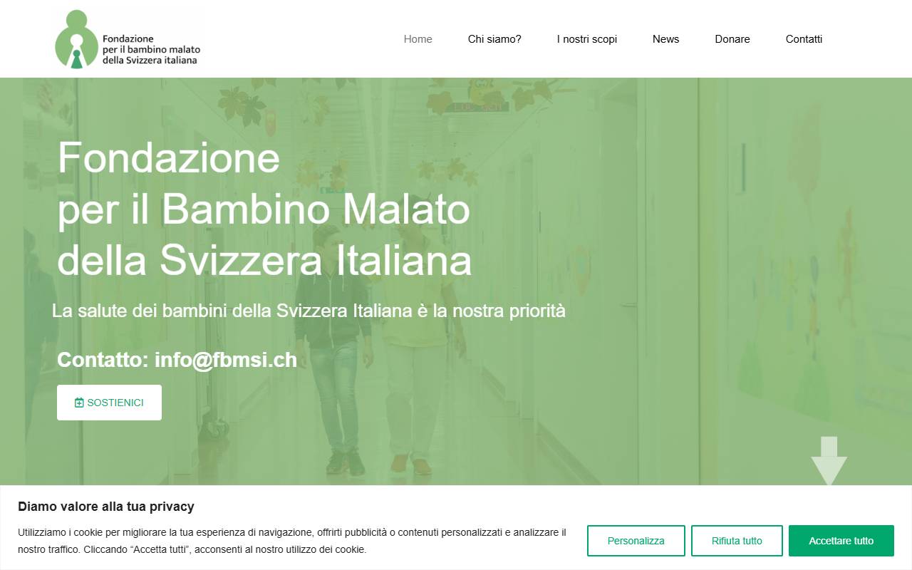 Anteprima del sito: Fondazione per il bambino malato della Svizzera italiana