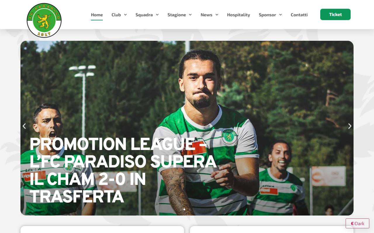 Anteprima del sito: F.C. Paradiso SA