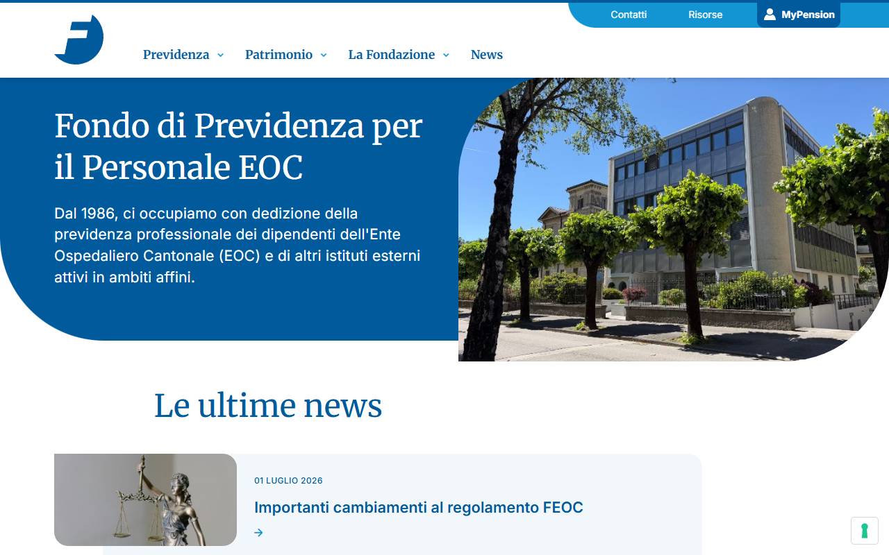 Anteprima del sito: Fondo di Previdenza per il personale dell'Ente Ospedaliero Cantonale