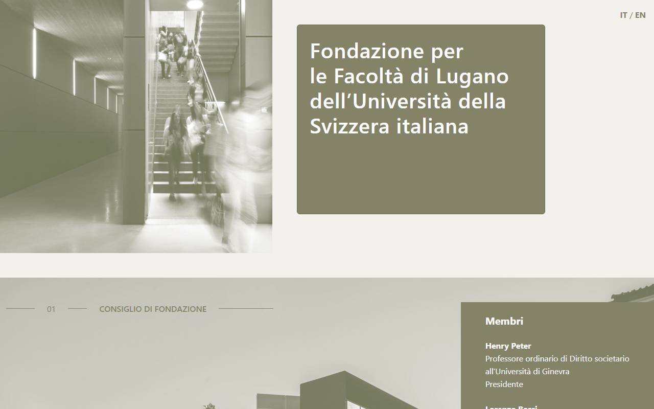 Anteprima del sito: Fondazione per le Facoltà di Lugano dell'Università della Svizzera italiana