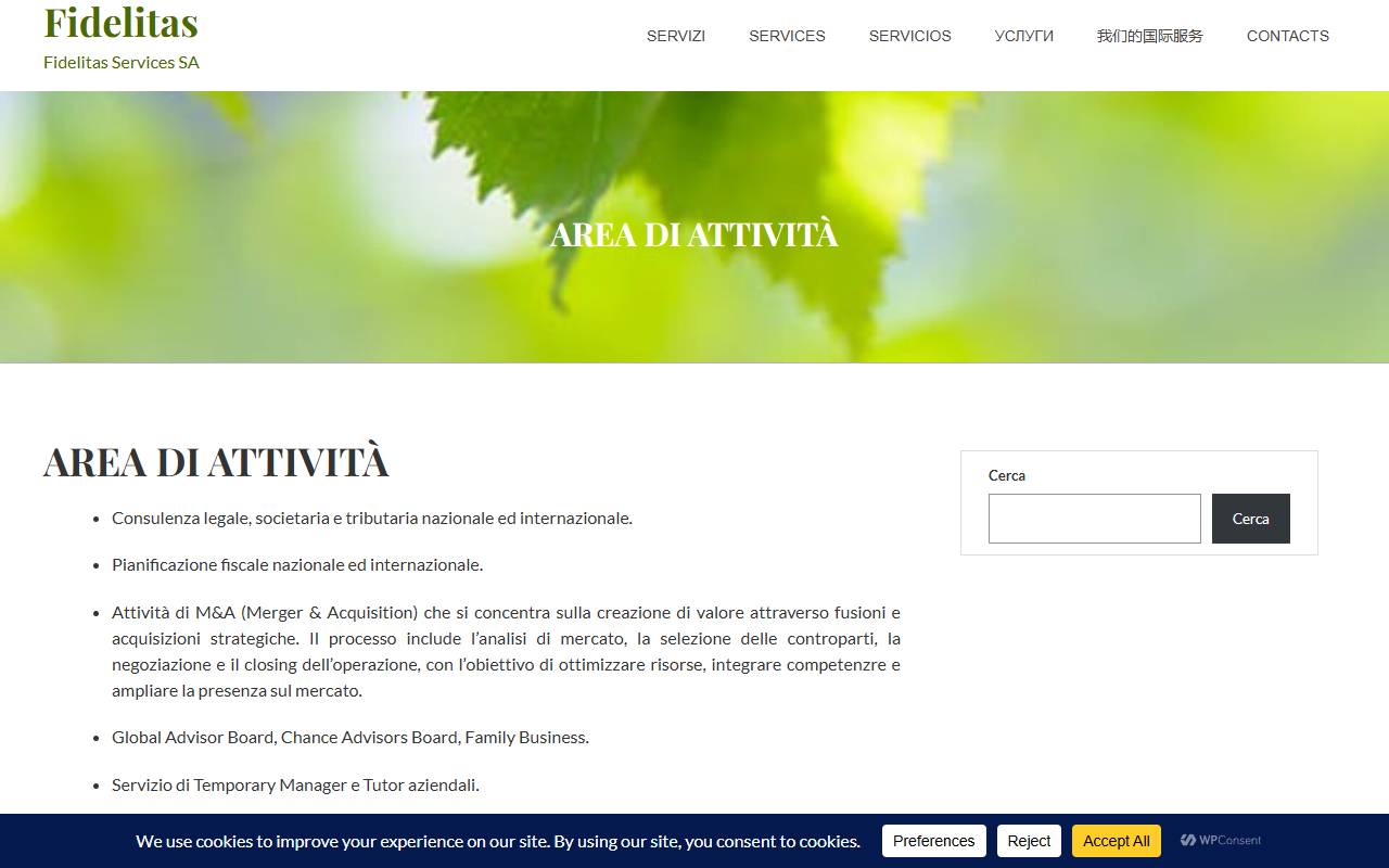 Anteprima del sito: Fidelitas Services SA