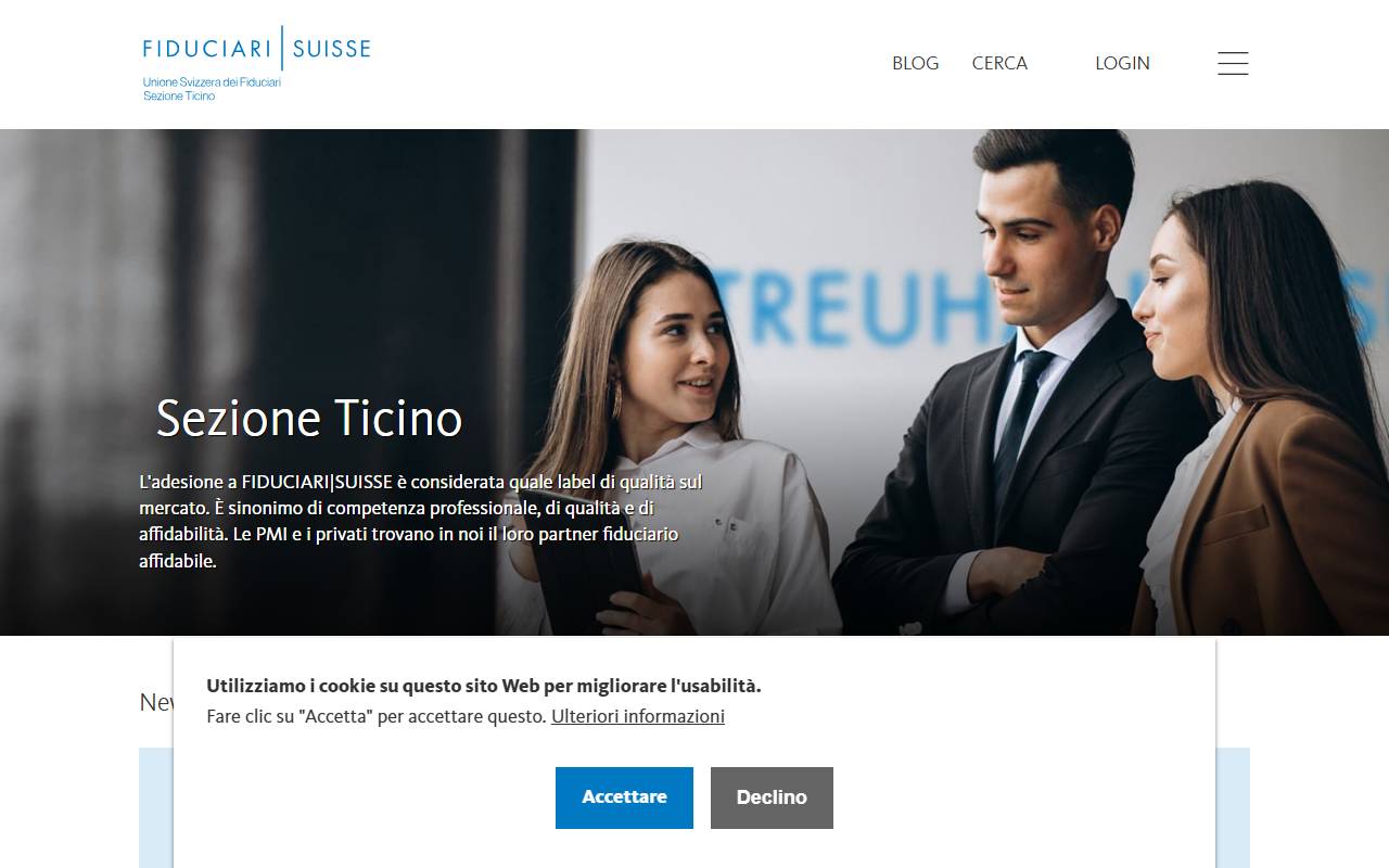 Anteprima del sito: Associazione FIDUCIARI/SUISSE (Unione Svizzera dei Fiduciari) Sezione Ticino
