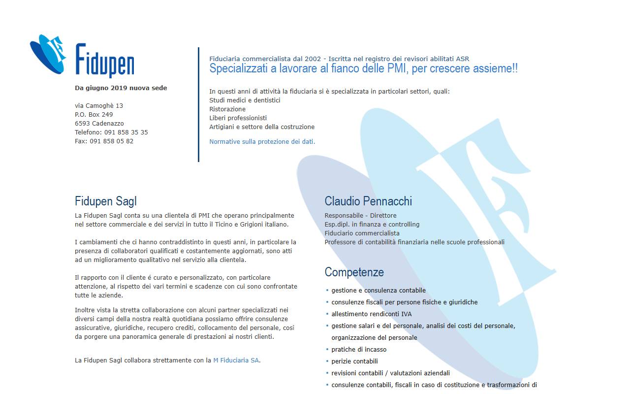 Anteprima del sito: Fidupen Sagl