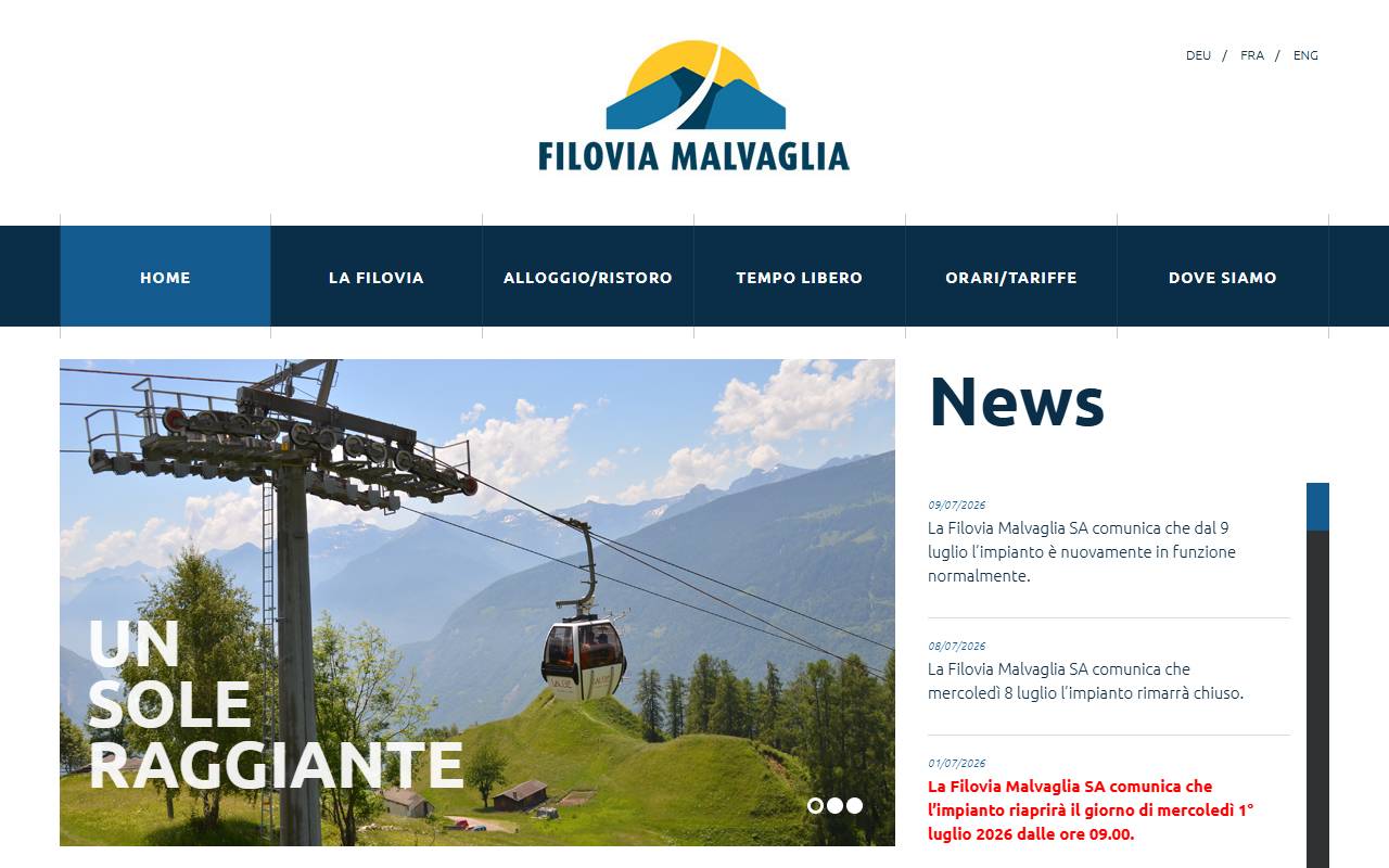 Anteprima del sito: Filovia Malvaglia SA