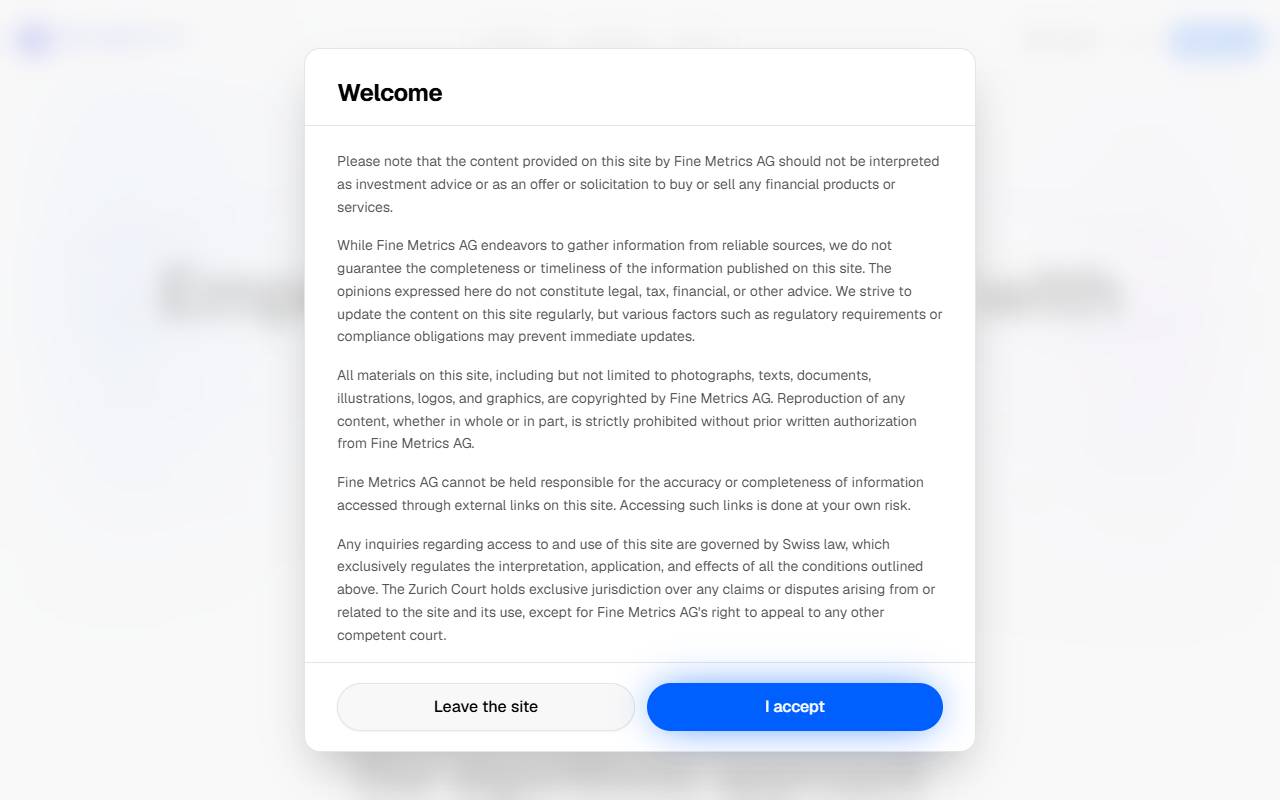 Anteprima del sito: Fine Metrics AG