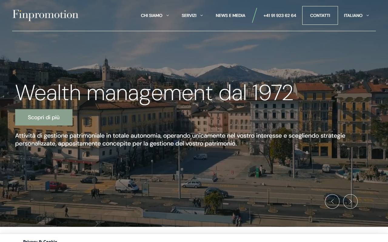 Anteprima del sito: Finpromotion Société de Promotion Financière SA