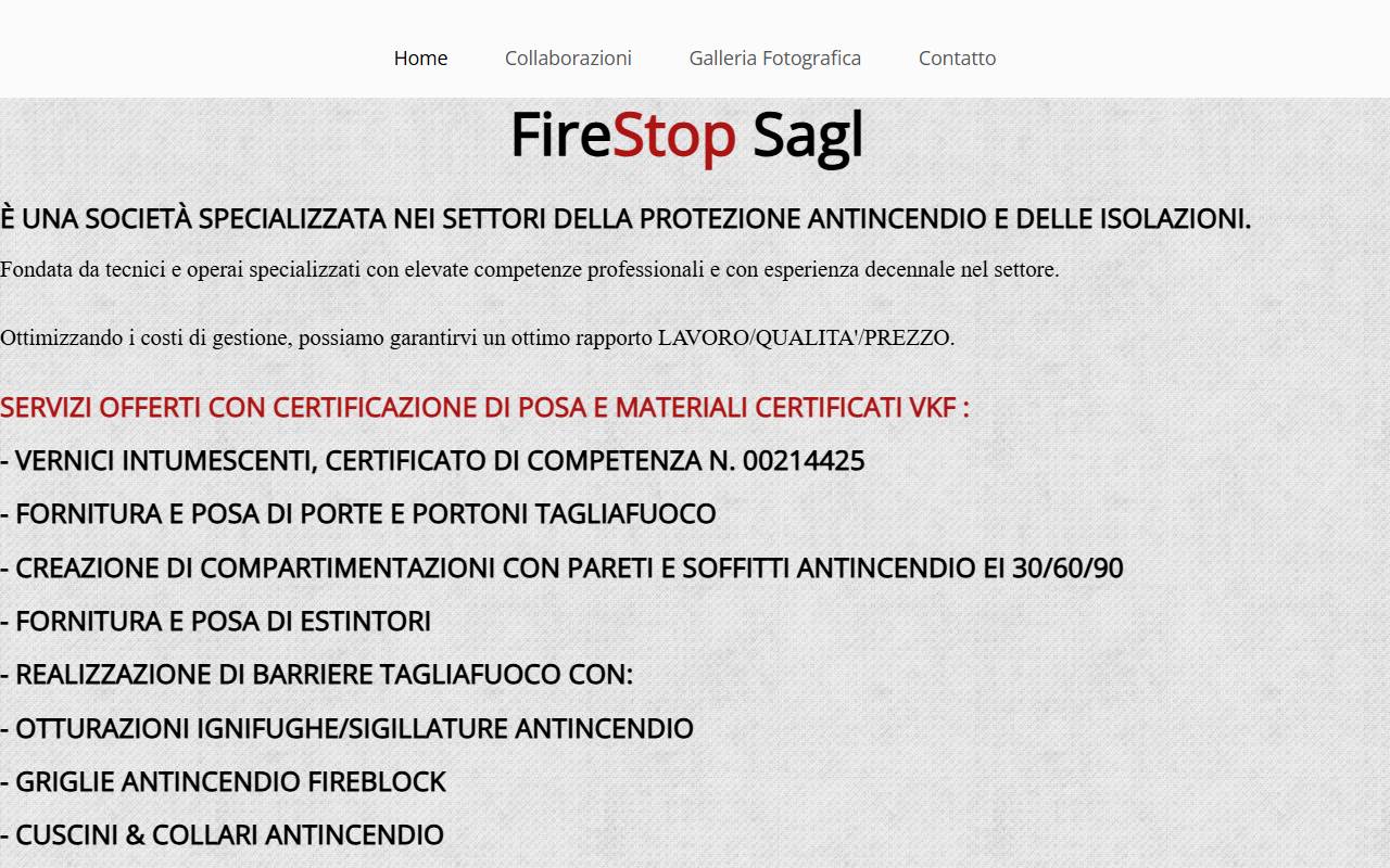 Anteprima del sito: FireStop Sagl