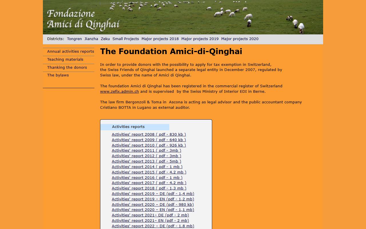 Anteprima del sito: Fondazione Amici di Qinghai