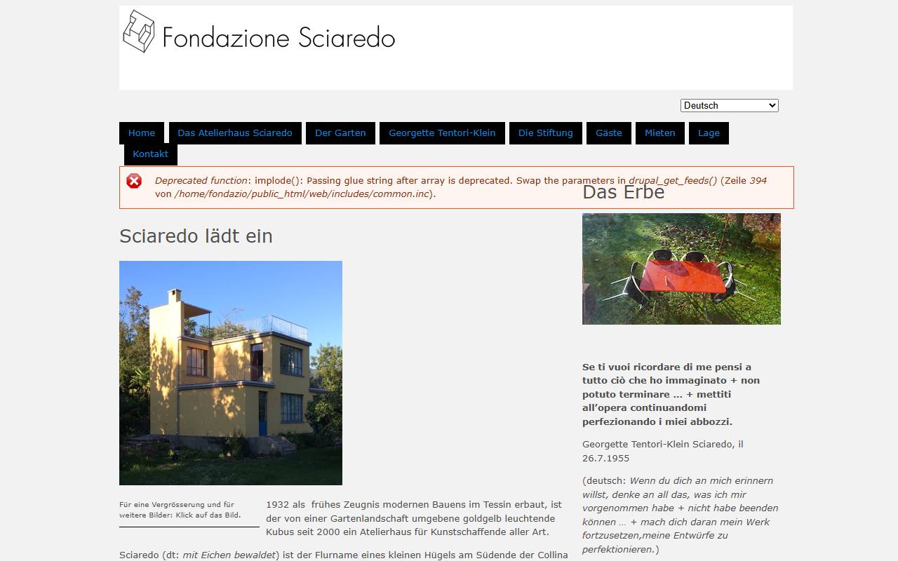 Anteprima del sito: Fondazione Sciaredo