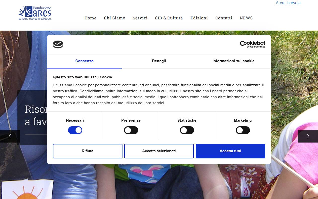 Anteprima del sito: Fondazione AUTISMO RISORSE E SVILUPPO (ARES)