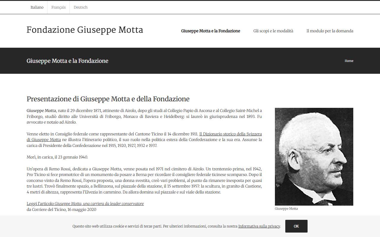 Anteprima del sito: Fondazione Giuseppe Motta