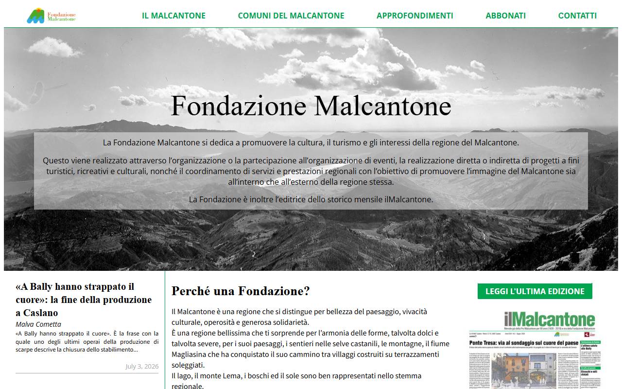 Anteprima del sito: Fondazione Malcantone
