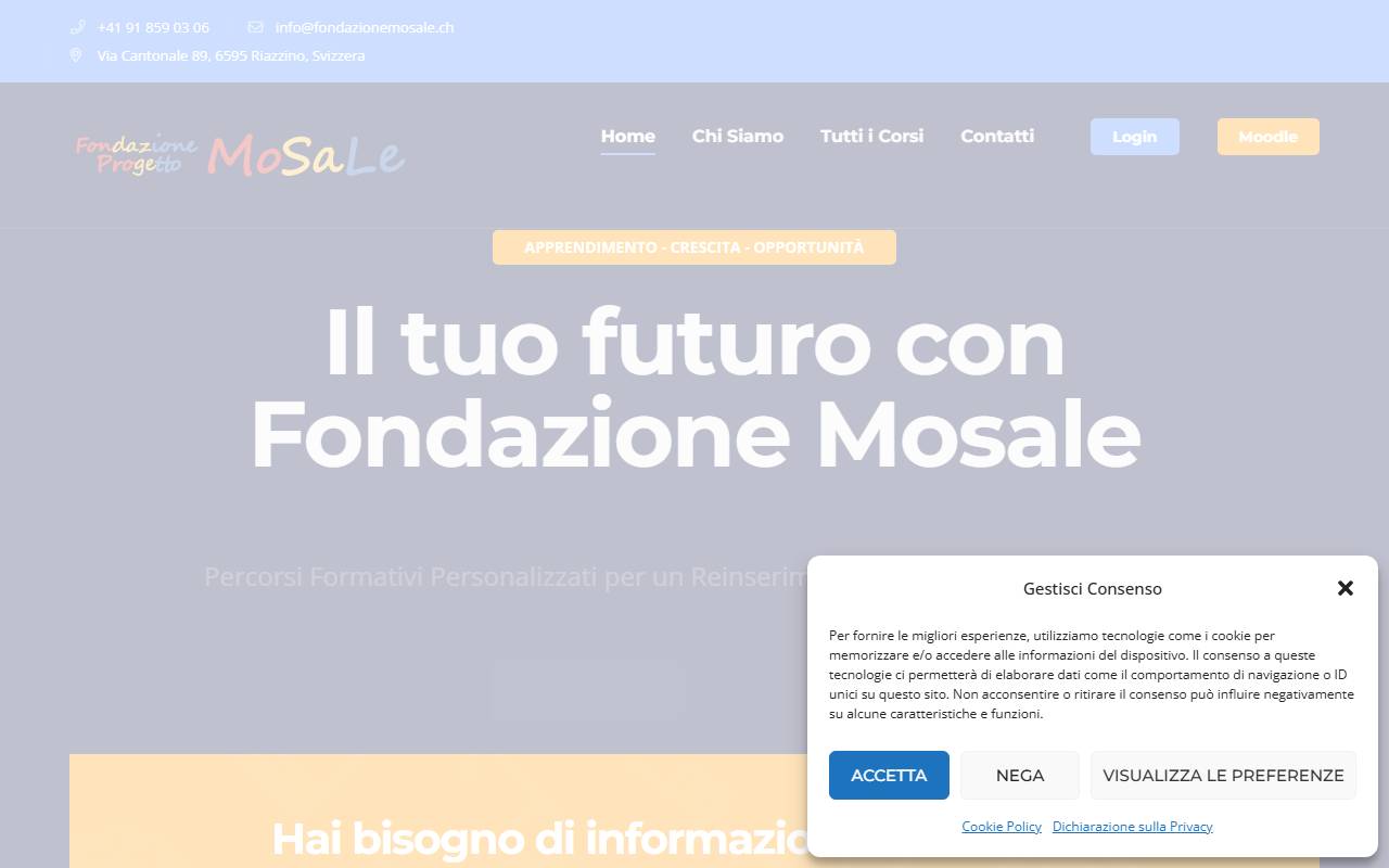 Anteprima del sito: Fondazione Progetto MoSaLe