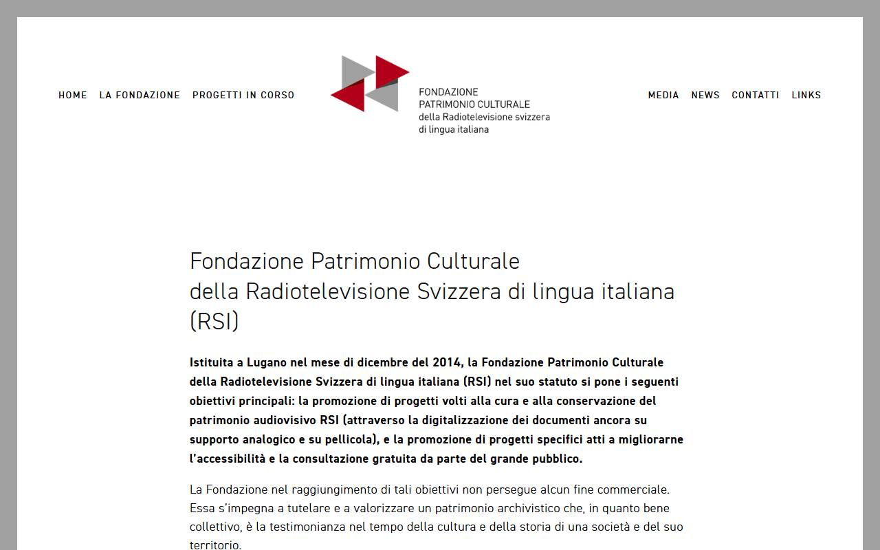 Anteprima del sito: Fondazione Patrimonio Culturale della Radiotelevisione Svizzera di lingua italiana (RSI)